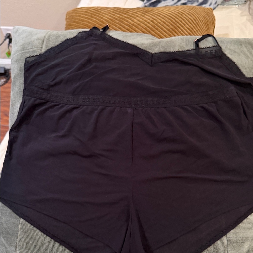 Women's Black Lace Trim Shorts